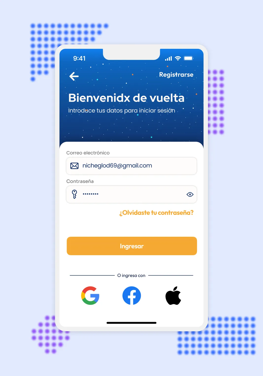 Three mockups representing sections of the app: 'Home'. Including a promotional banner, access to favorites, main categories, and a list of current offers; 'Categories'. Including representative images of the different types of clothing available to explore; and 'Current Offers'. Presenting promotional products with their original and final prices.
